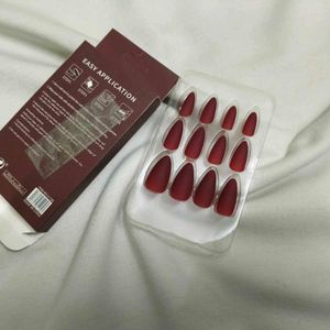 Matte Red Almond Press-On Nails