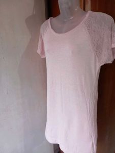 Light Pink Lace Sleeve Top