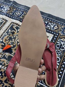 DANG Red Slingback Flats with Bow Detail