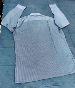 Vivaldi Blue Striped Cotton Rich Shirt