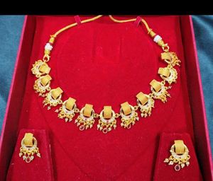 Elegant Gold-Tone Necklace & Earring Set