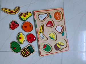 Wooden fruit, veg. shape shorting puzzle