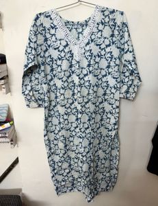 Blue Floral Print Kurta