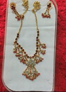 Red & Gold Stone Jewellery Set