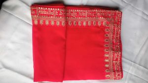 ✨❤Red Georgette Embroidered Saree❤✨