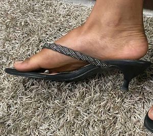 Sparkly Black Flip Flops
