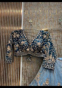 Stunning Blue Embroidered Lehenga Choli