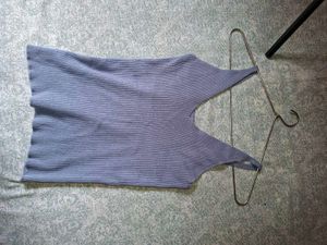 Cute Blue Ribbed Camisole Top