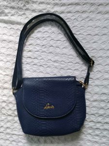 Lavie Navy Blue Textured Crossbody Bag