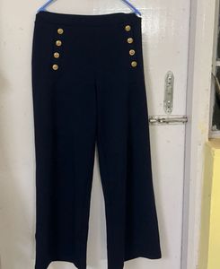 Navy Sailor Style Wide Leg Pants