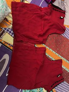 Vibrant Red Embroidered Saree