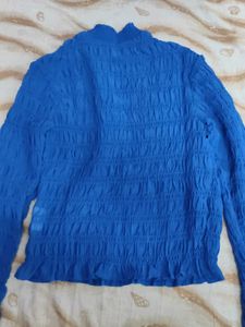 Blue Textured Long Sleeve Top never worn