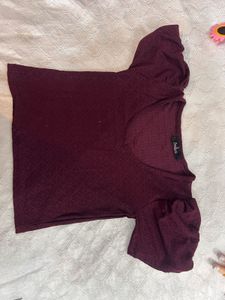 cute Korean crop top with puff sleeves