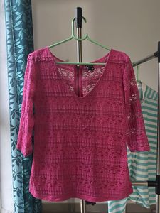 Hot Pink Lace Ruffle Dress