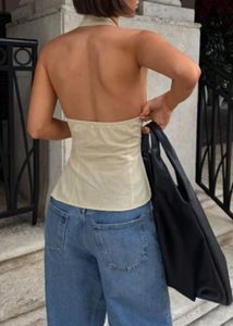 Elegant Cream Halter Neck Top