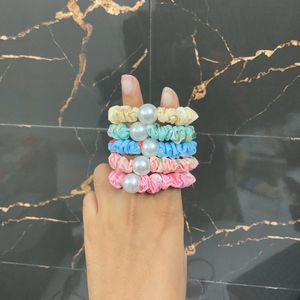 Mini Pearl Scrunchie (Pack Of 5)