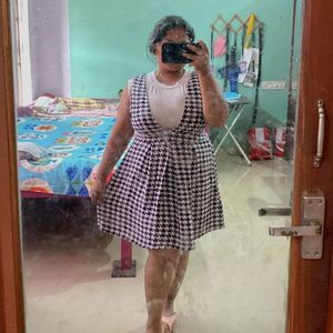 Houndstooth V-Neck Mini Dress &amp; Inner