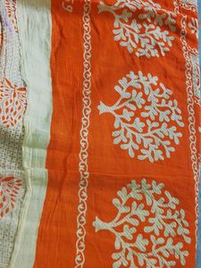 new trendy women Orange Saree with Traditional