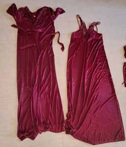 Six Piece Bridal Night Wear Set In Satin & Lace