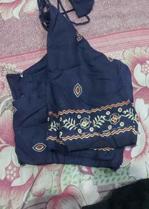 Navy Blue Embroidered Blouse