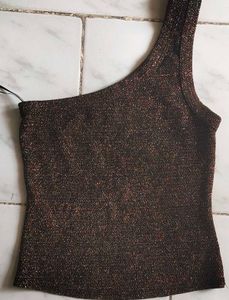 Sparkly One-Shoulder Crop Top