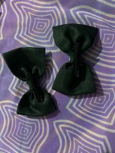 Dark Green Bow Hair Clips (Set of 2)