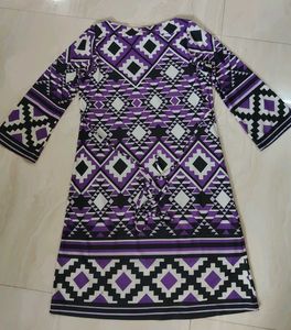 Purple Geometric Mini Print Dress