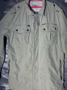 Men's Beige Casual long Jacket