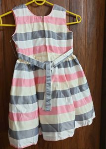 Striped Party Dress with Flower Detail