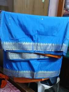 Blue & Gold Trim Sari
