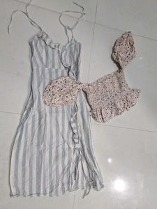 Striped Midi Dress with Floral Top