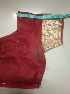 Maroon Silk Thick Heavy Border Blouse