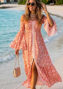 Boho Floral Off-Shoulder Maxi Dress