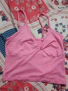 Cute Pink Spaghetti Strap Crop Top