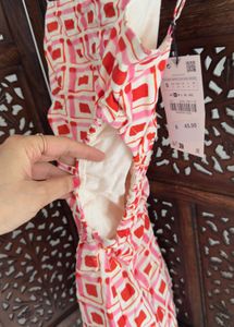 New Zara Celeb Style Cutout Printed Mini Dress