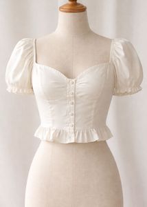 Chic White Puff Sleeve Ruffle Top