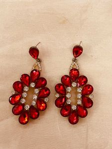 Stunning Red & Crystal Drop Earrings
