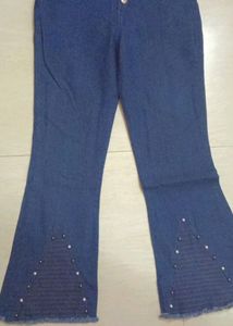 Bell Bottom Blue Jeans , Size28 , Fully Designed