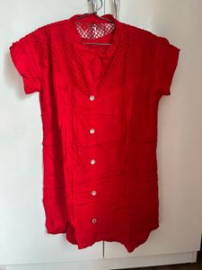 Red Button-Down Top