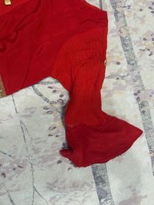 Vibrant Red Floral Kurta Set