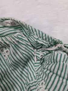 Green Striped Off-Shoulder Top