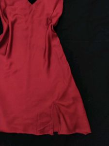 Elegant Wine Red Satin Slip Dress