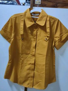 Short Sleeve ShirtTop- Mustard color