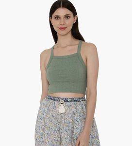 Ribbed Green Crop Top