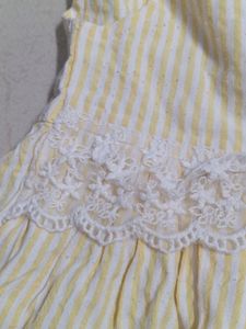 Frock Yellow White - Soft Cotton Lining Inside