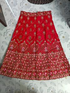 Stunning Red Embroidered Lehenga Skirt