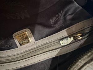MCM Cognac Visetos Coated Canvas Boston Bag