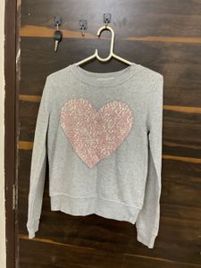 Forever 21 Cute Heart Sequin Sweatshirt