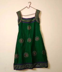 Green Embellished Ethnic Kurti