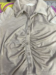 Stylish Ruched Button-Up Top